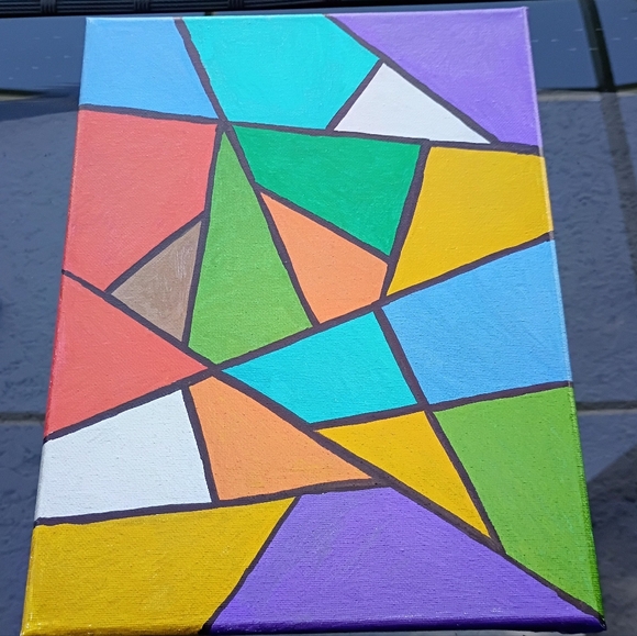 Abstract Geometric Painting On Canvas Wall Decor 9x12" - Picture 2 of 3